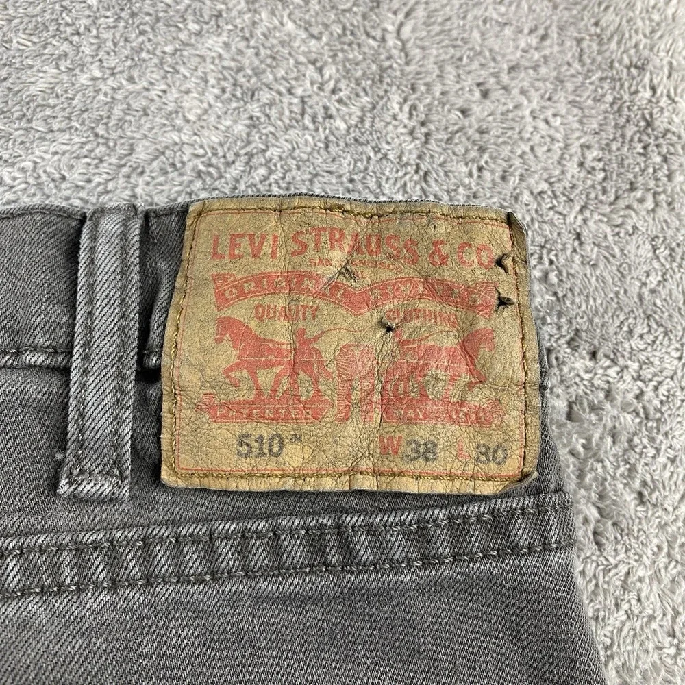 Levis 510‎ Skinny Jeans Mens 38x30 Dark Gray Mid Rise Denim